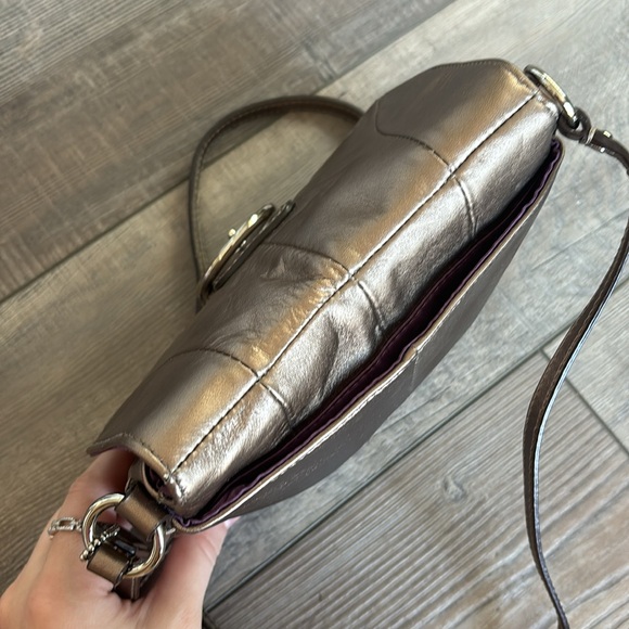 Coach Bronze Leather Flap Crossbody Bag - Picture 5 of 12